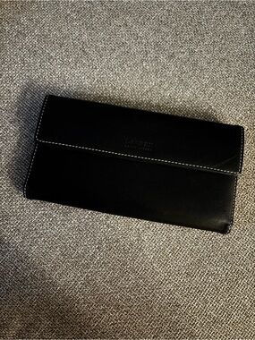 Lauren Ralph Lauren Black Leather Fold-Over Clutch